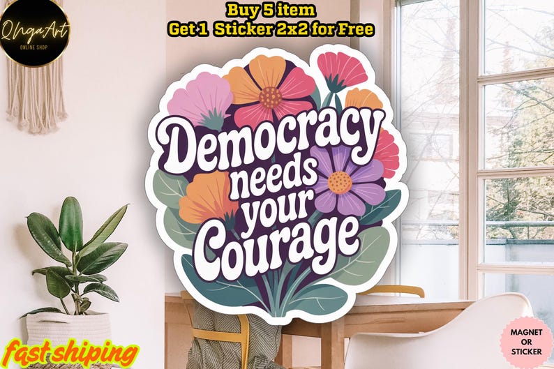 Democratic Rights Sticker Pro Democracy Sticker, Anti Trump Decal, Anti Rascist, Anti Fascist ...