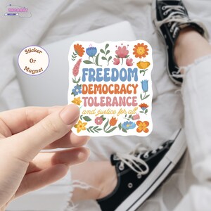 Subtle Freedom Democracy Tolerance And Justice For All Sticker, Activists sticker, Liberal Stickers, Equality, Waterproof Vinyl Stickers