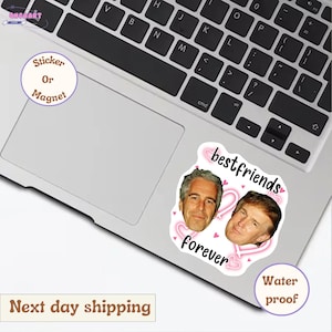 Trump & Epstein Best Friends Forever Magnet, Sticker, or Vinyl Decal – Satirical Anti-Trump Political Sticker, Anti MAGA,Anti Resist Sticker