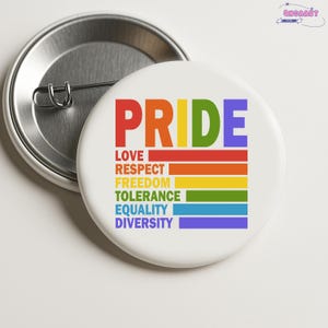 Gay Pride Month LGBT Pin Buttons in 3 Sizes, LGBTQ+ Equality Badge, Anti-Hate Pride Accessory, Queer Rights Support Gift, Pride Month Pin