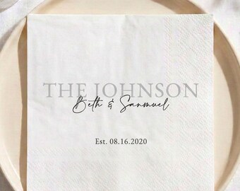 Custom Napkins for Wedding | Personalized Wedding Cocktail Napkins for Engagement, Bridal Shower Decor | Any Text On Engagement Napkin
