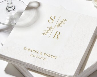 Custom Napkins for Wedding | Personalized Wedding Cocktail Napkins for Engagement, Bridal Shower Decor | Any Text On Engagement Napkin