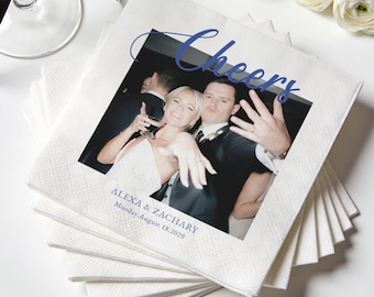Custom Wedding Napkins with Photo - Personalized Cocktail Napkins - Custom Napkins for Engagement, Party Decor