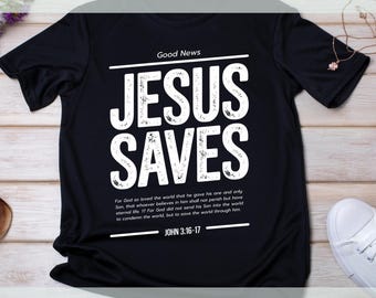 Ästhetischer Jesus rettet Shirt | Christliche Kleidung | Bibel Vers T-Shirt für Männer Frauen | Jesus Kleidung | Christliches Shirt Geschenk
