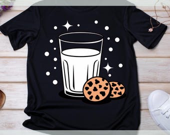 Koszulka Vintage Milk and Cookies | Koszulka retro | Koszulka z Narodowym Dniem Ciasteczek | Prezent dla Miłośnika Ciasteczek | Koszulka z Ciasteczkami z Czekoladą