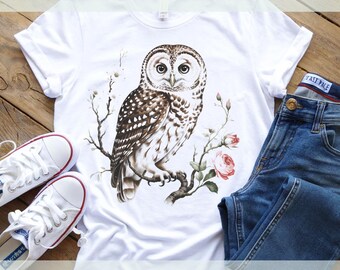 Dark Cottagecore Owl Shirt | Forestcore Owl Comfort Colors Tee | Vintage Gothic Unisex Garment Dyed T-Shirt