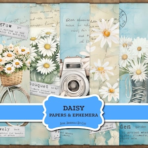 Daisy Junk Journal Pages: Vintage Floral Ephemera (Digital Download)