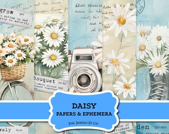 Pages de journal Daisy Junk : fleurs éphémères vintage (téléchargement numérique)