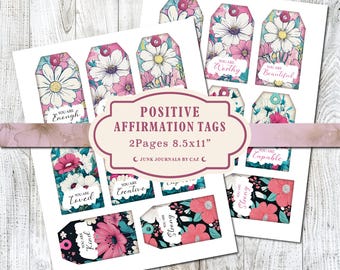 Positive quotes for junk journaling fussy cuts, scrapbook images, printable words, floral tags