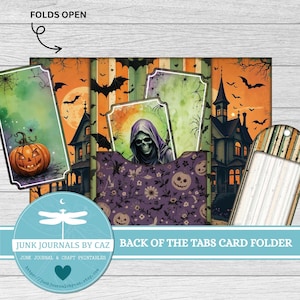 Halloween Folio Folder, Tab Folder kit, Printable Junk Journal, Digital Download, Spooky Ephemera, Gothic Pocket Kit