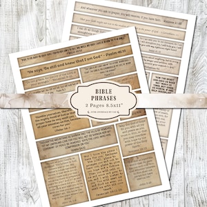 Bible Phrases Inspirational Words for Junk Journal, Printable Digital Ephemera, Christian Scrapbook Paper