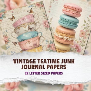 Shabby Chic Teapot Junk Journal Pages: Tea Party Scrapbook (Digital Download)