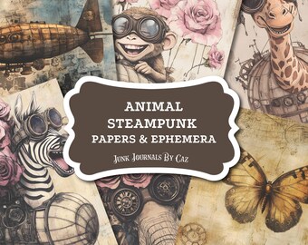 Steampunk Journal Digital Paper, Printable Vintage Pages for Scrapbooking, Junk Journals, and Craft Projects