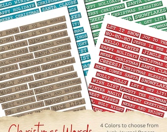 Printable Christmas Words Collage Sheet, Junk Journal Supplies (Digital Download)