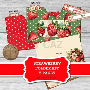 Strawberry Junk Journal Kit: Printable Ephemera, Scrapbooking Tags (Digital Download)