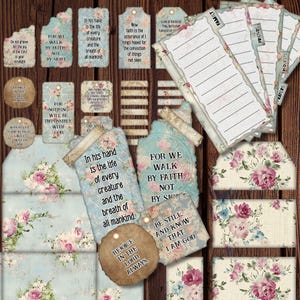 Mini Scripture Folio, Junk Journal Kit, Printable Gift, Craft Supplies, Handmade Devotional Journal, Floral