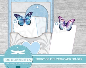 Butterfly Tab Folders: Junk Journal Ephemera (Digital Download, 7 Printable Pages, JPG, 8.5x11 inch)