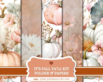 Cozy Autumn Junk Journal Kit: Vintage Ephemera, Fall Leaves (Digital Download