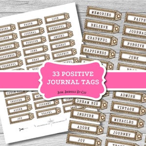 Happy Phrases, Positive Junk Journal words, Digital Words, Embellishments for Junk Journals, Printable Junk Journaling Words
