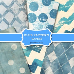 Blue Textured Junk Journal Digital Paper, Printable Vintage Ephemera, Instant Download Scrapbook Supplies