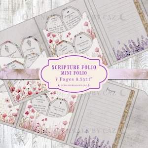 Scripture Folio, Junk Journal Kit, Printable Gift, Craft Supplies, Handmade Devotional Journal, Floral