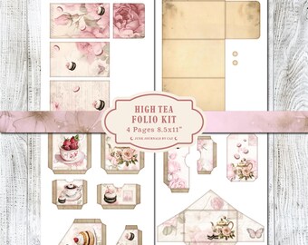 Tea Party Junk Journal Kit: Vintage Ephemera (Digital Download)