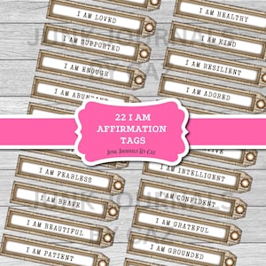 Happy Phrases, Affirmation tags for junk journals, Digital Words, Embellishments for Junk Journals, Printable Junk Journaling Words