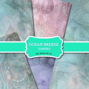 Ocean Junk Journal Digital Paper, Nautical Printable Ephemera, Beach Scrapbook Backgrounds, Marine Art Kit