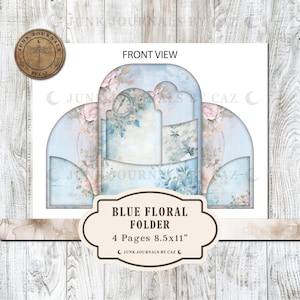 Shabby chic floral folio folder junk journal, butterfly, mini folio project, scrapbook supplies, Digital download