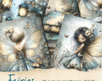 Fairies Junk Journal Kit: Enchanted Forest Scrapbook Paper (Digital Download)