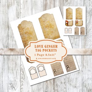 Ginger Junk Journal Tag Pockets: Vintage Ephemera (Digital Download)
