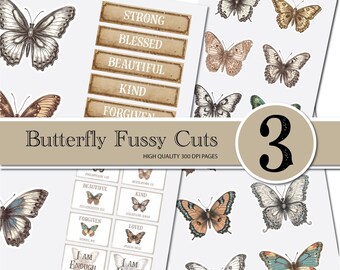 Butterfly Fussy Cuts: Junk Journal Ephemera (Digital Download)