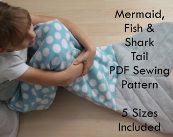 Mermaid Tail Shark Tail Fish Tail Whale Tail Blanket Cocoon Wrap - TAILS from the SEA Sewing Pattern PDF #302