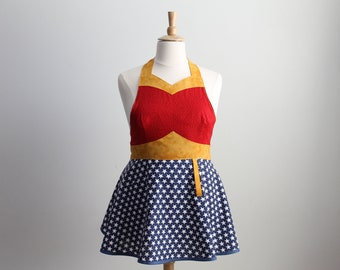 SUPER WONDER HERO Curvy Plus Size Woman's Apron - Instant Download pdf Sewing Pattern #127 - Sizes Large thru 5XLarge (16-36)