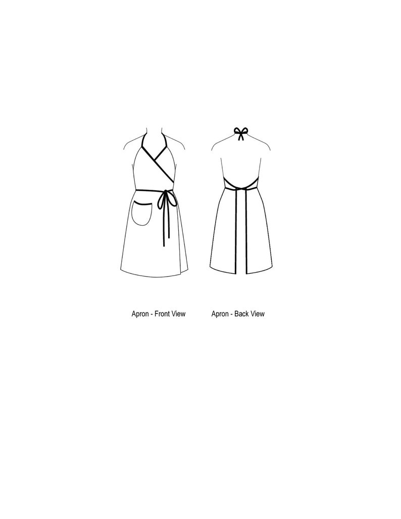 Beginner Sewing Pattern PDF Women's Apron Full and Half The URBAN WRAP small/med and plus size 111 image 2