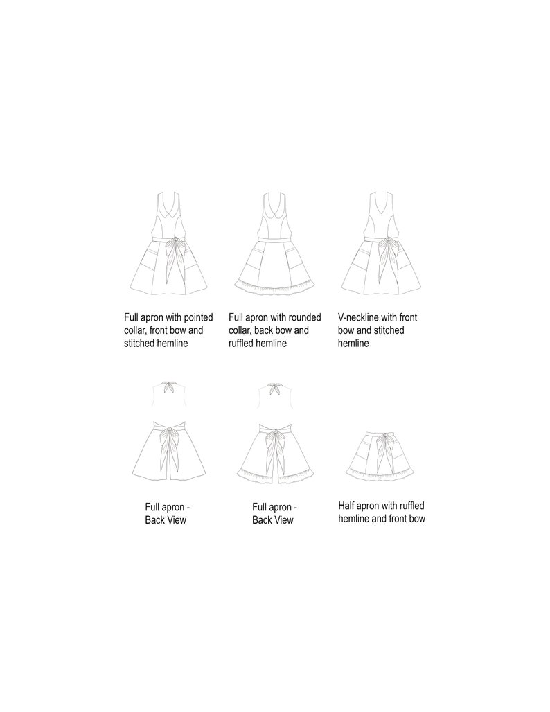Apron Pattern PDF Women's Full and Half The COQUETTE Instant Download Sewing Pattern 104 Sizes XXSmall thru XLarge 0-20 image 2