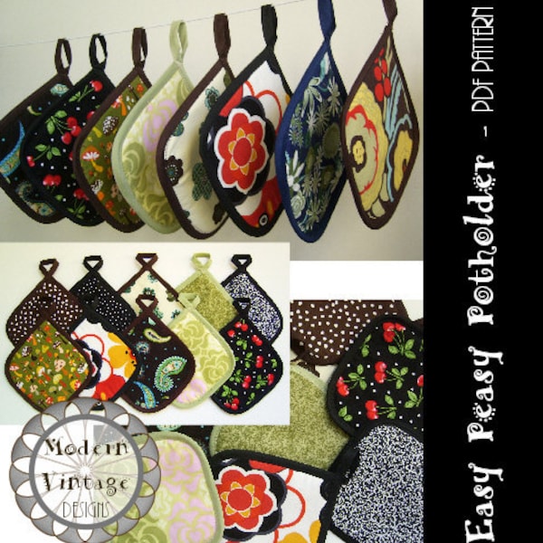 PDF Pattern and Tutorial - The EASY PEASY Potholder - Instant Download Sewing Pattern #114