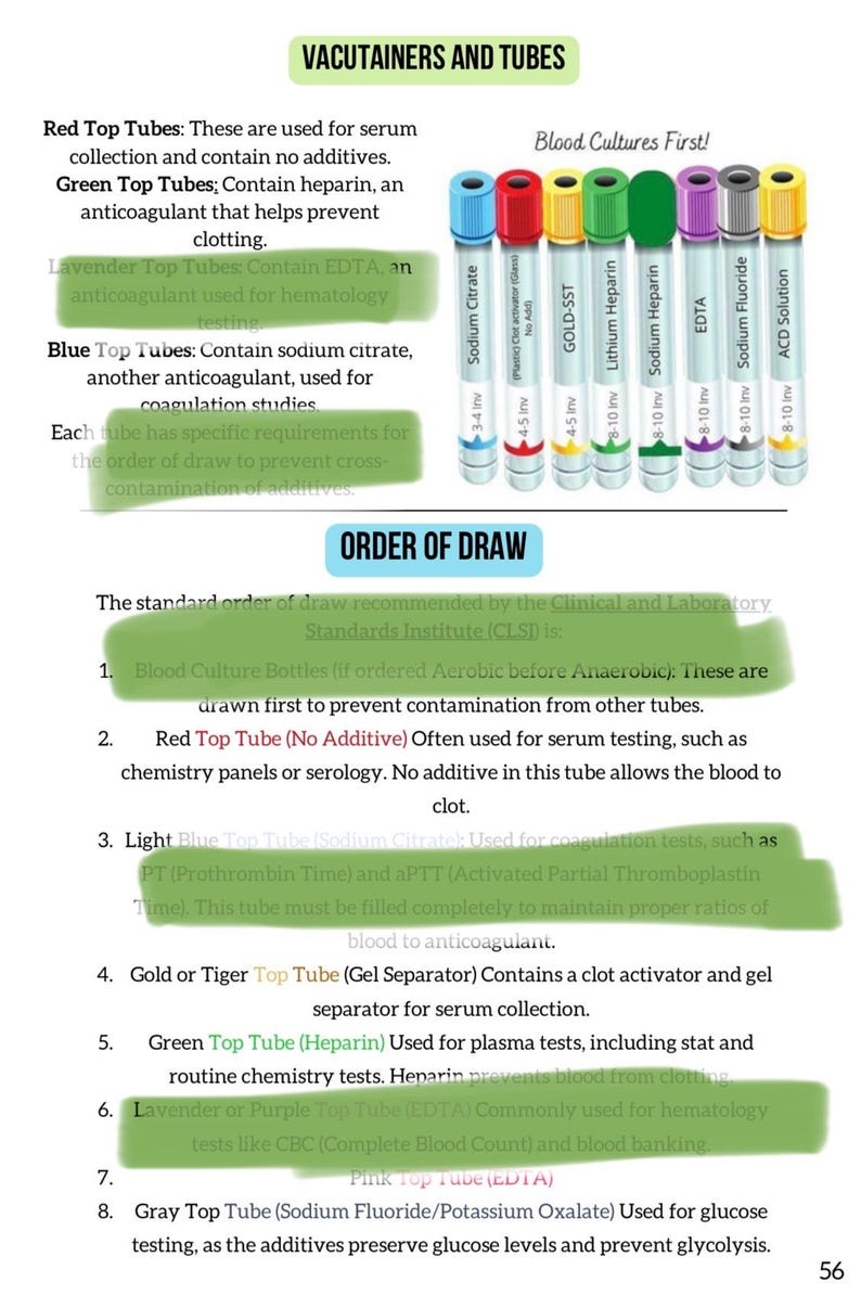 Puede incluir: Imagen de varios tubos de extracci&oacute;n de sangre con tapones de colores. Los tubos est&aacute;n etiquetados con su contenido y usos, incluyendo tubos para suero, heparina, EDTA y citrato de sodio. El texto explica el orden de extracci&oacute;n.