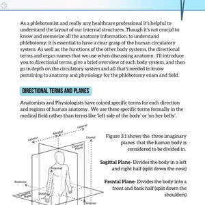 Puede incluir: P&aacute;gina de un libro de texto de Anatom&iacute;a y Fisiolog&iacute;a con el t&iacute;tulo "Cap&iacute;tulo 3 Anatom&iacute;a y Fisiolog&iacute;a". La p&aacute;gina incluye diagramas del cuerpo humano con planos direccionales y texto que explica t&eacute;rminos anat&oacute;micos.