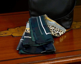Vintage Gold & Black Animal Print Square Large Scarf