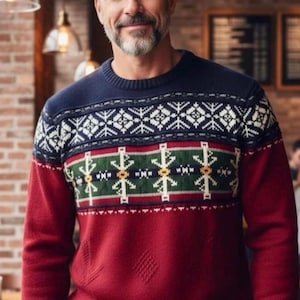 Men’s Nautica Red Pullover Knit Sweater Size XL