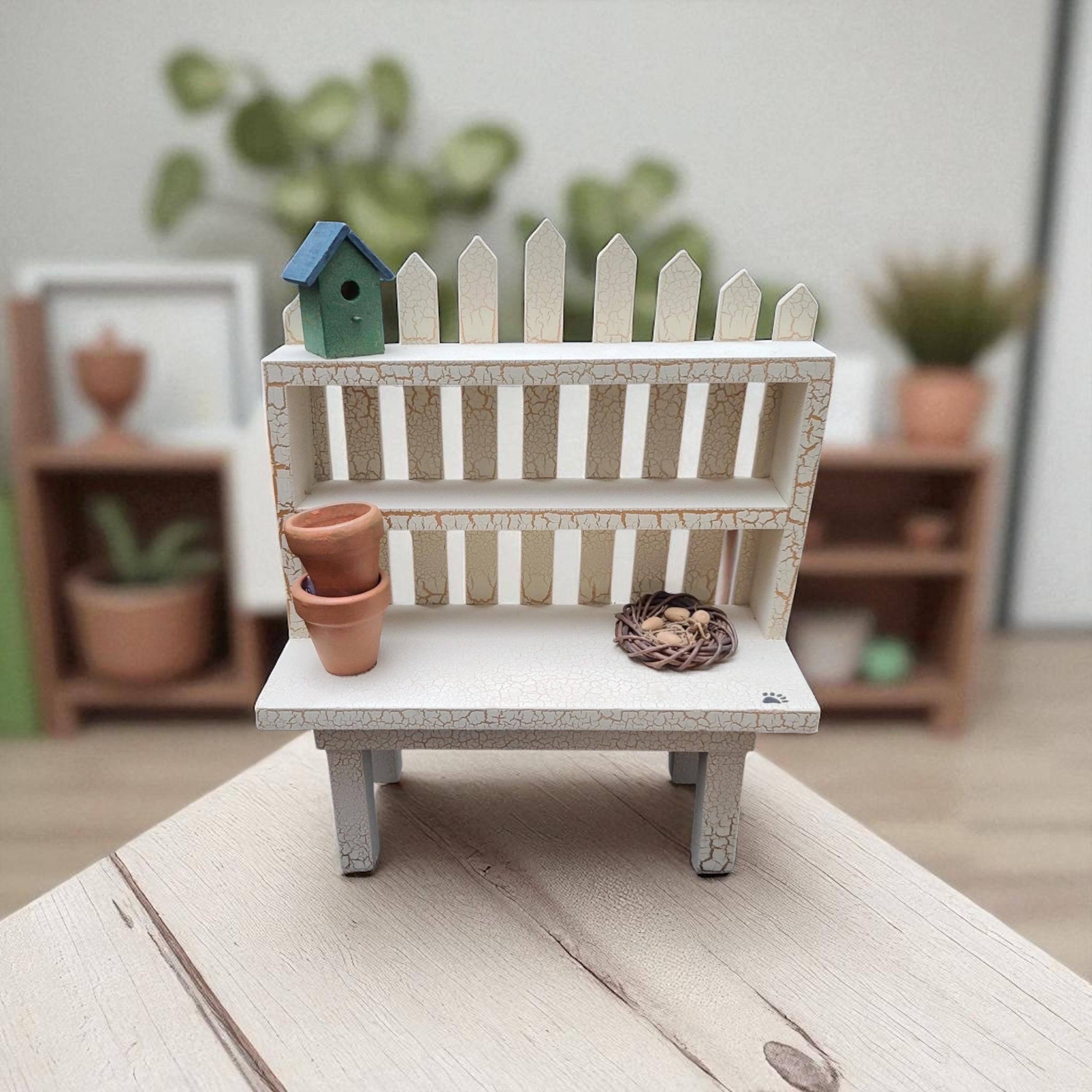 Boyds Bear Collection Accessory Display Bird Nest Planting Pots Birdhouse Potting Bench