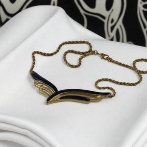 Vintage Monet Black and Gold Winged Collar Necklace