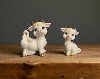 Vintage Anthropomorphic Cow Salt and Pepper Shakers - Japan 1950s