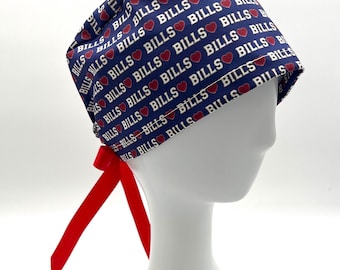 Bonnets de bloc opératoire pour femmes Buffalo Bills, à nouer avec ruban, 4 modèles et option de doublure en satin