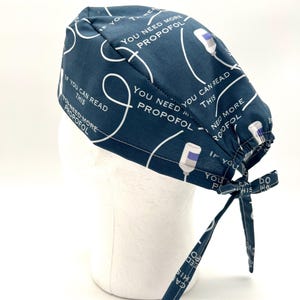 Anesthesia Scrub Cap: "Need More Propofol" Print, Satin Lining Option image 4