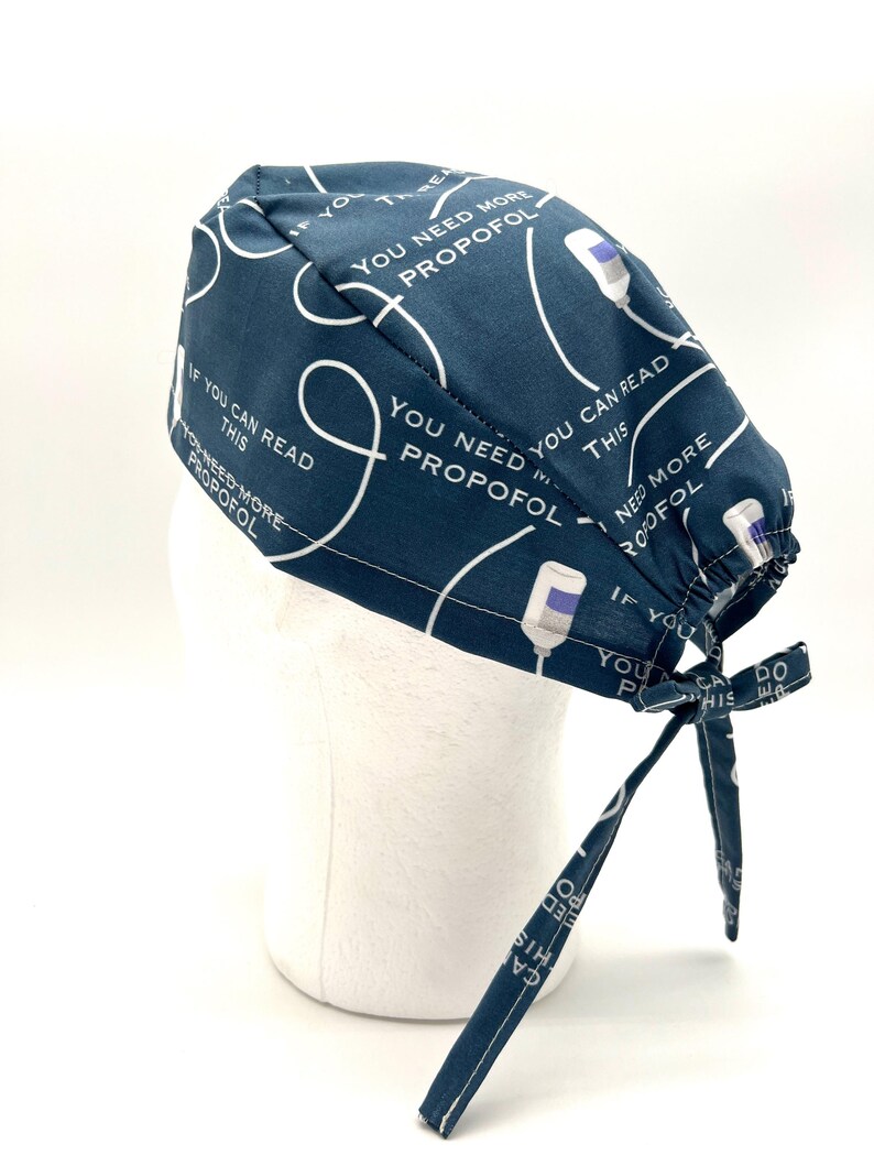 Anesthesia Scrub Cap: "Need More Propofol" Print, Satin Lining Option image 4