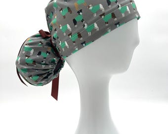 Gorro quirúrgico Pitbull in Scrubs to the Rescue con coleta, 4 estilos disponibles, opción de forro satinado.