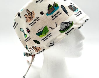 National Park Scrub Cap, Women’s Surgical Cap, satin lining option, five styles available
