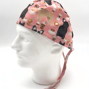 French Bulldog Frenchie Scrub Cap, Men’s Surgical Cap, satin lining option, five styles available
